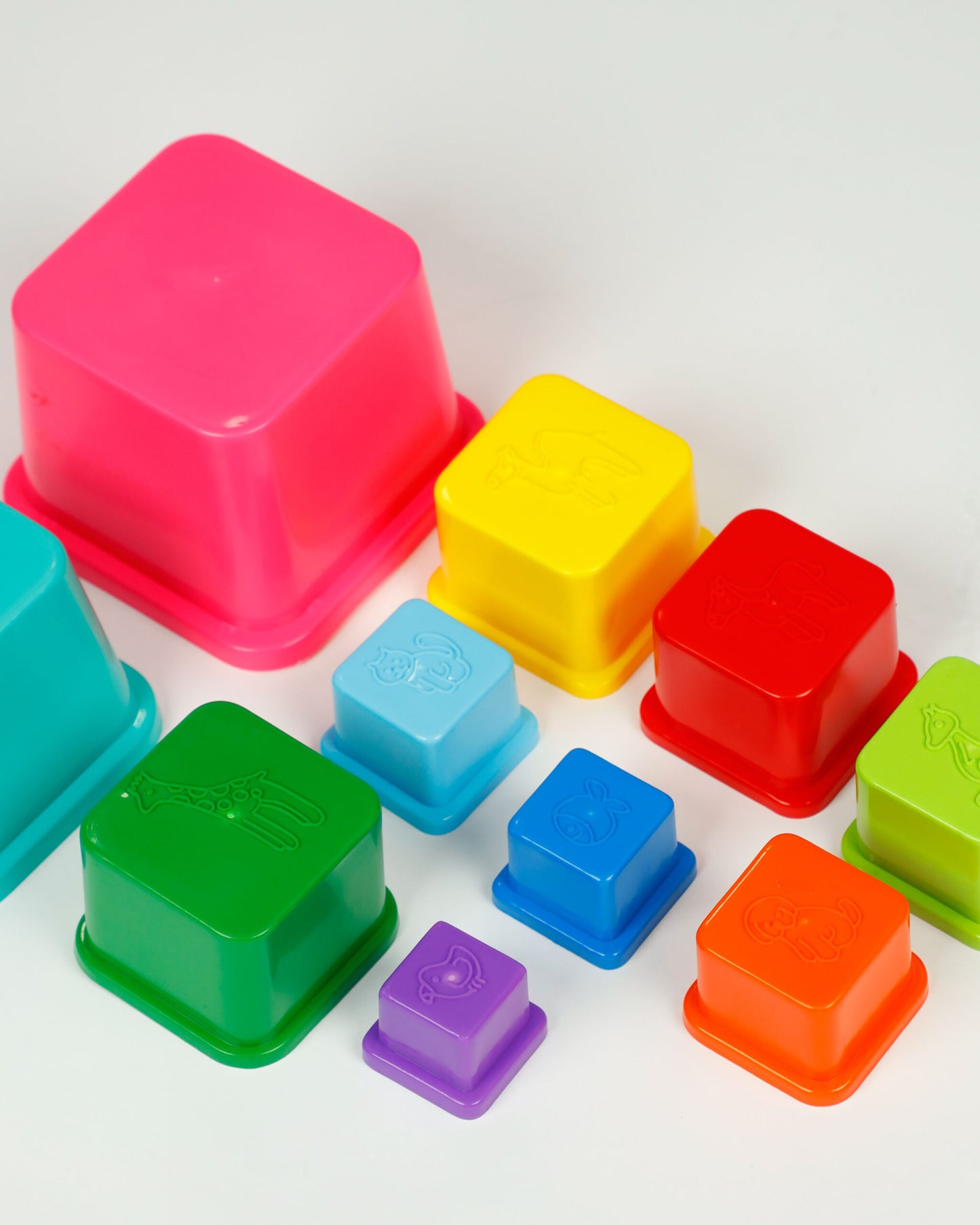 Montessori Stacking Cups for Toddlers & Babies – 9-Piece Colorful Set | Shape, Number & Color Recognition | Educational Toys
