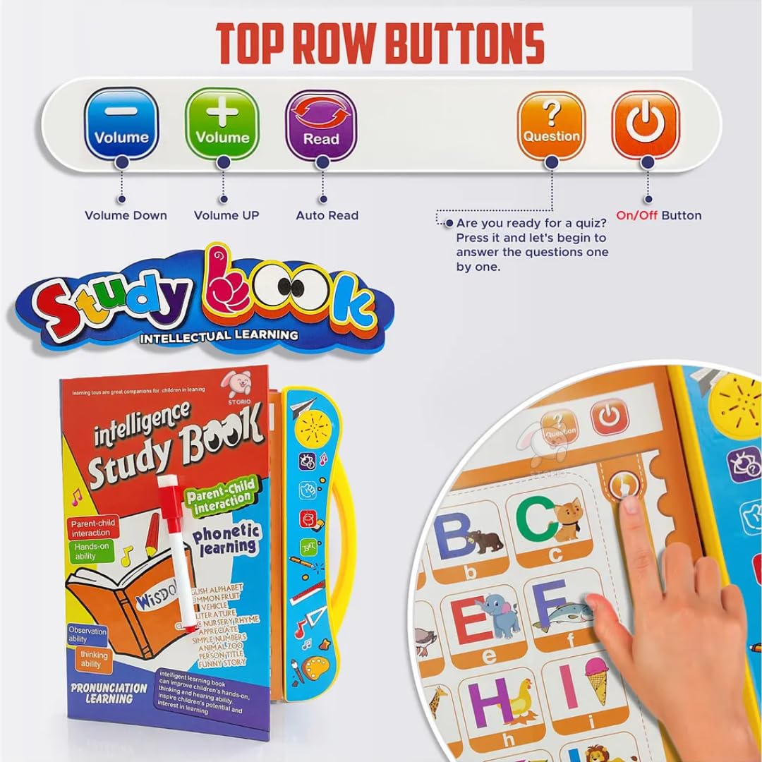 Intelligence Book Sound Book Learning Cards for Children,English Letters & Words Language_Skills Learning Book,Fun Educational Toys. Activities with Numbers, Shapes Learning Book for Toddlers
