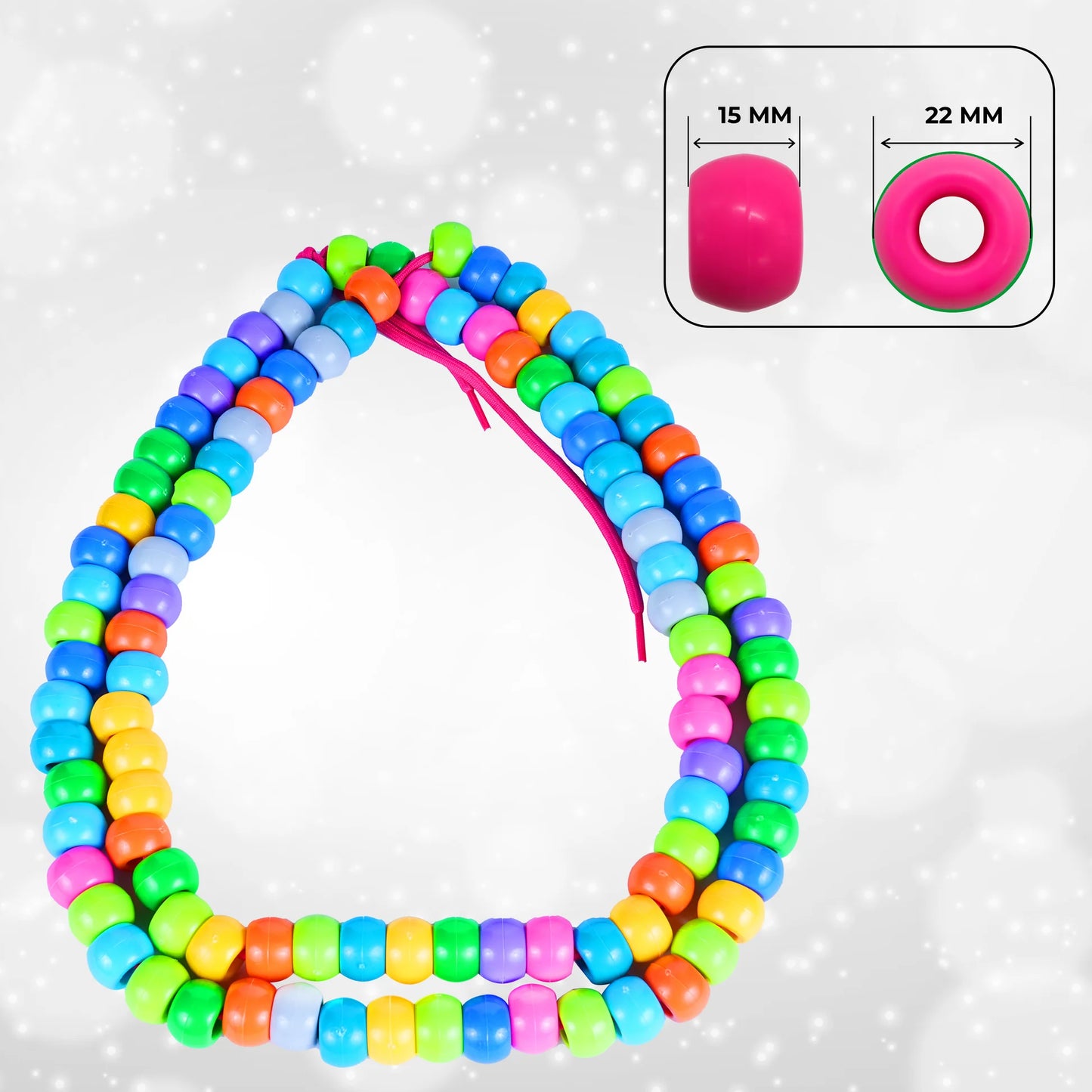 Fun Beads Toy Set for Kids Colorful Beads for Creative Play Age 3+ Years - Lacing Activity Toy | 100 Beads
