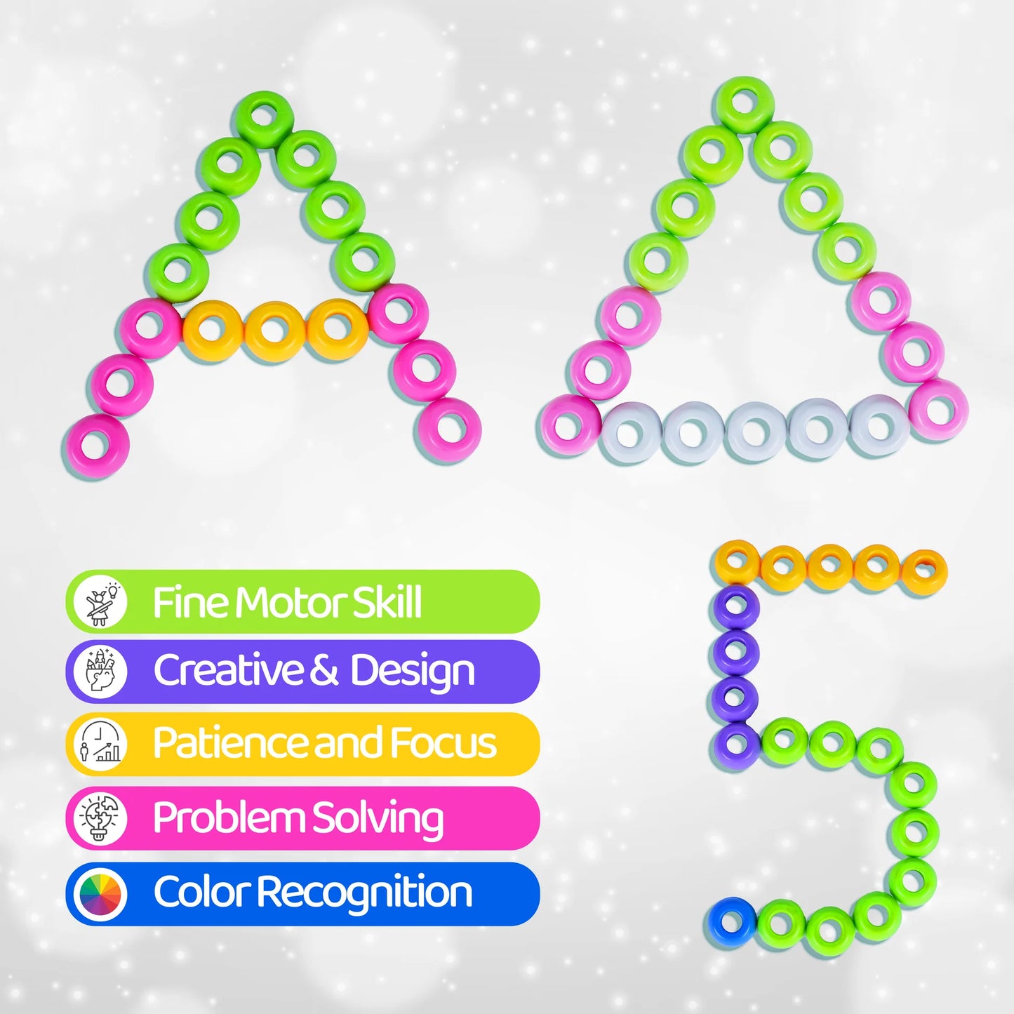 Fun Beads Toy Set for Kids Colorful Beads for Creative Play Age 3+ Years - Lacing Activity Toy | 100 Beads