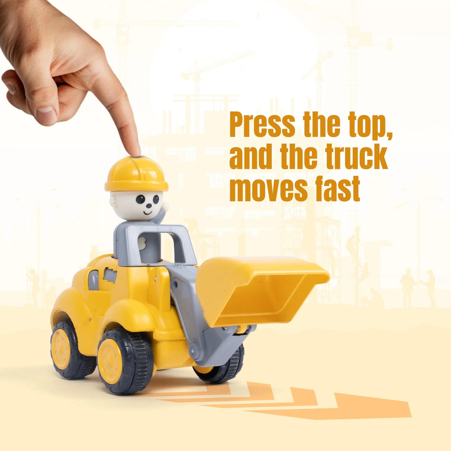 Push N Go Construction Truck Toys – Friction Powered Vehicles for Kids