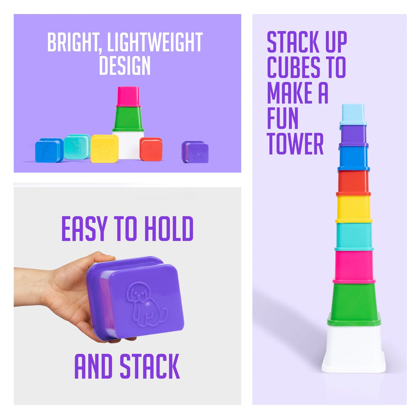 Montessori Stacking Cups for Toddlers & Babies – 9-Piece Colorful Set | Shape, Number & Color Recognition | Educational Toys