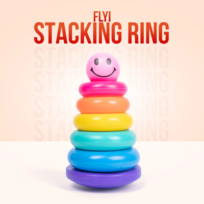 Smiley Stacking Rocking Rings Toy – 5 Colorful Rings for Toddlers | Educational & Motor Skill Development Toy