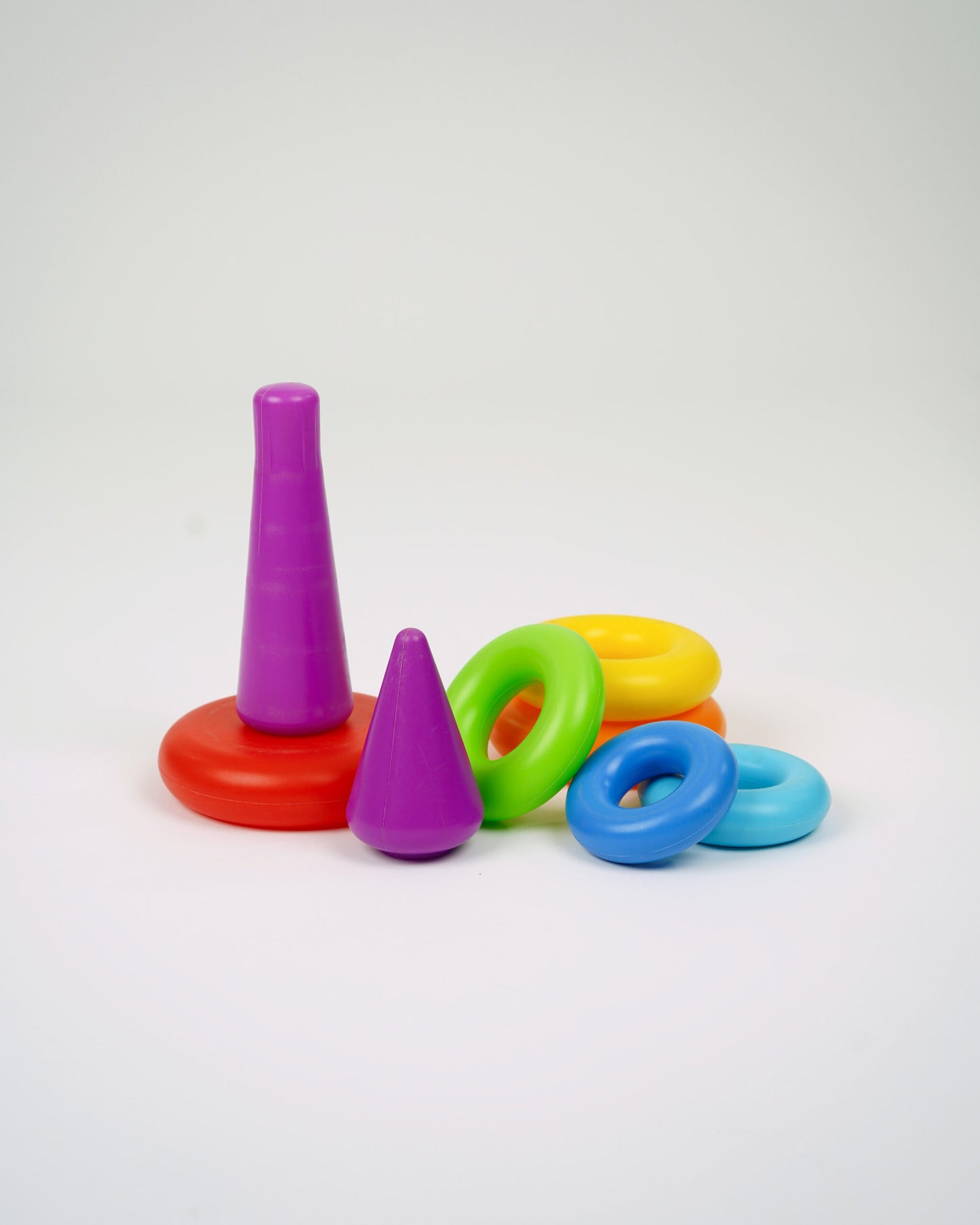 Smiley Stacking Rocking Rings Toy – 5 Colorful Rings for Toddlers | Educational & Motor Skill Development Toy