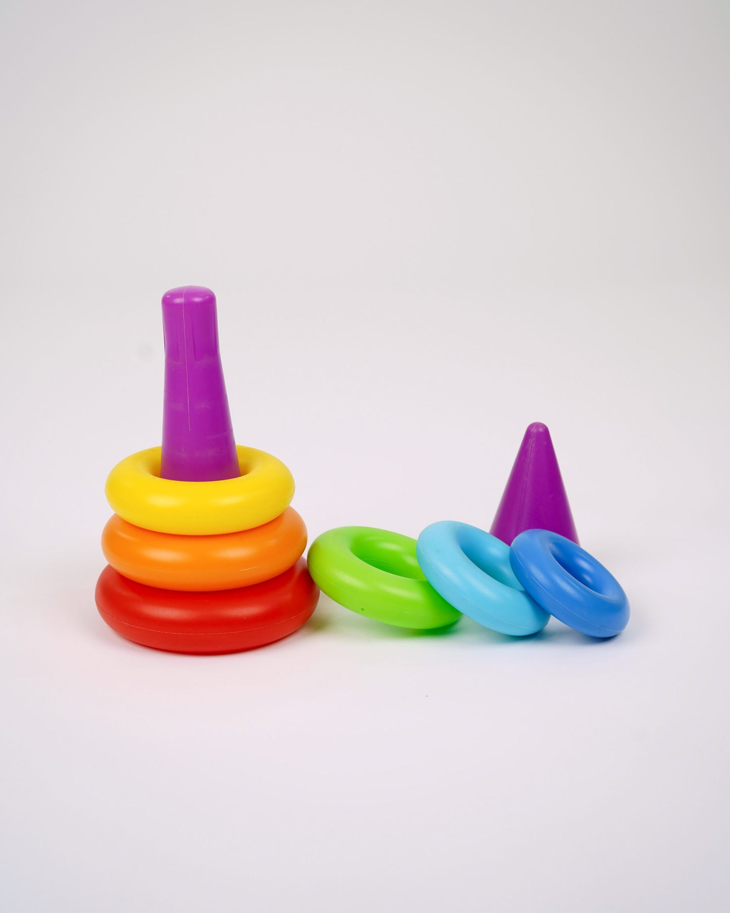 Smiley Stacking Rocking Rings Toy – 5 Colorful Rings for Toddlers | Educational & Motor Skill Development Toy