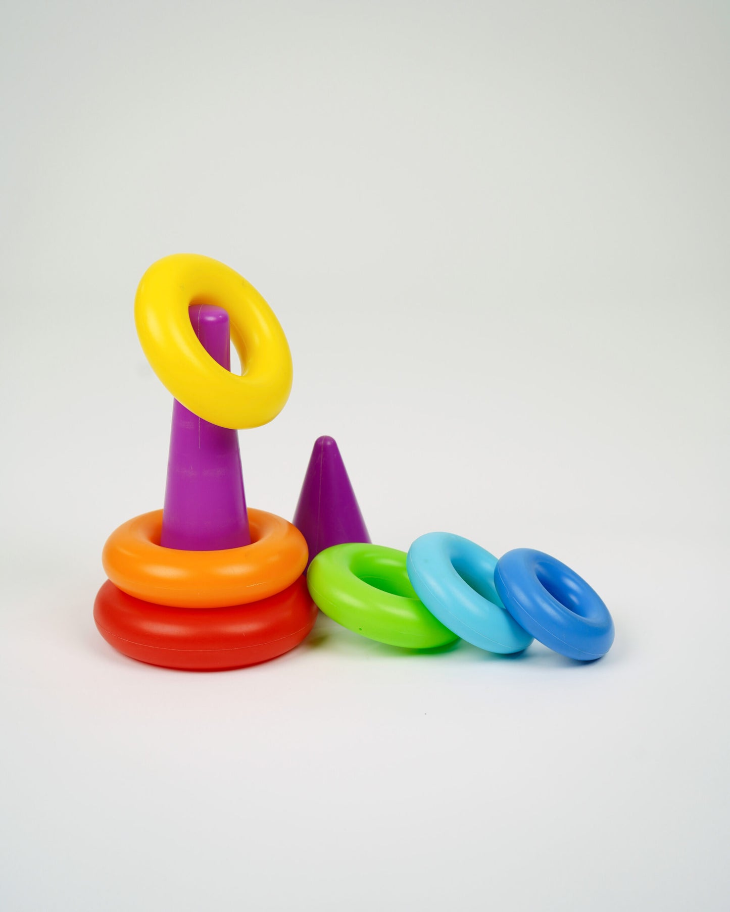 Smiley Stacking Rocking Rings Toy – 5 Colorful Rings for Toddlers | Educational & Motor Skill Development Toy